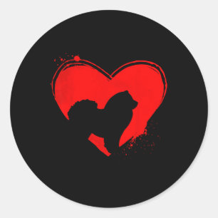 Chow Chow Dog Heart Shape Valentine Dog Lovers Classic Round Sticker