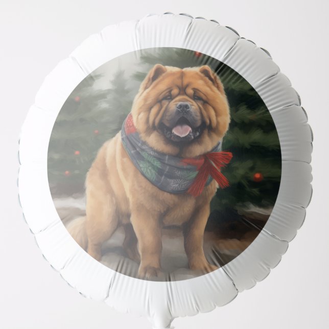 Chow Chow Dog in Snow Christmas Balloon (Front)