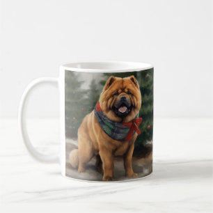 Chow Chow Dog in Snow Christmas Coffee Mug