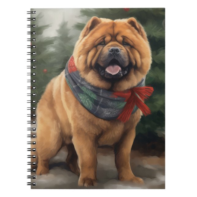 Chow Chow Dog in Snow Christmas Notebook (Front)