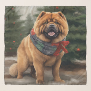 Chow Chow Dog in Snow Christmas Scarf