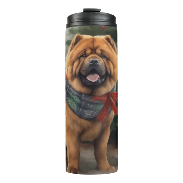 Chow Chow Dog in Snow Christmas Thermal Tumbler (Front)
