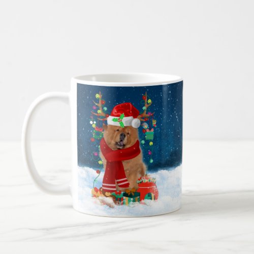Chow Chow Dog in Snow with Christmas Gifts  Coffee Mug