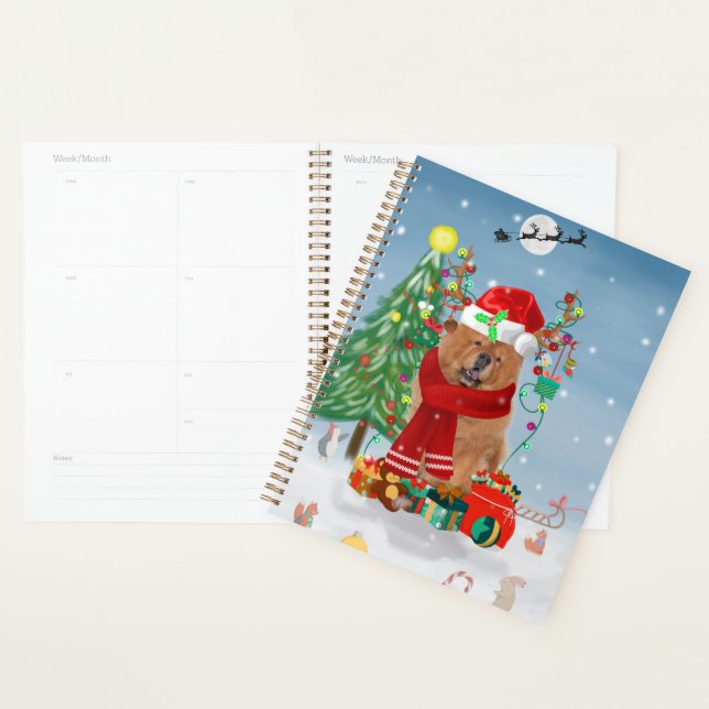 Chow Chow Dog in Snow with Christmas Gifts   Planner (Display)