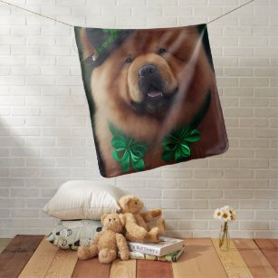 Chow Chow Dog in St. Patrick's Day Dress Baby Blanket
