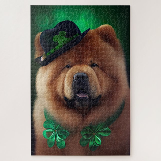 Chow Chow Dog in St. Patrick's Day Dress Jigsaw Puzzle (Vertical)