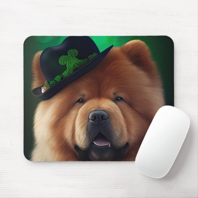 Chow Chow Dog in St. Patrick's Day Dress Mouse Pad (With Mouse)