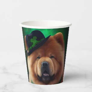 Chow Chow Dog in St. Patrick's Day Dress Paper Cups