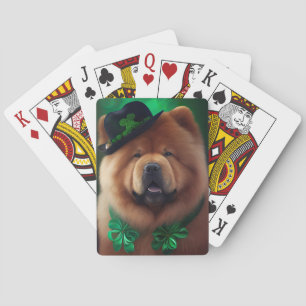 Chow Chow Dog in St. Patrick's Day Dress Poker Cards