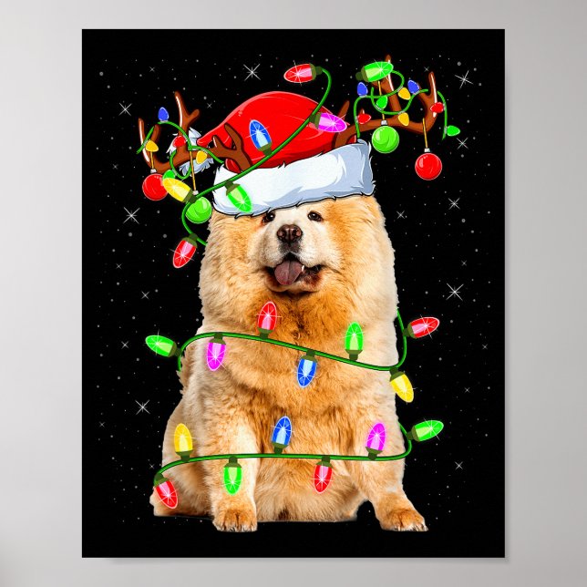 Chow Chow Dog Lover Xmas Lighting Santa Chow Chow  Poster (Front)