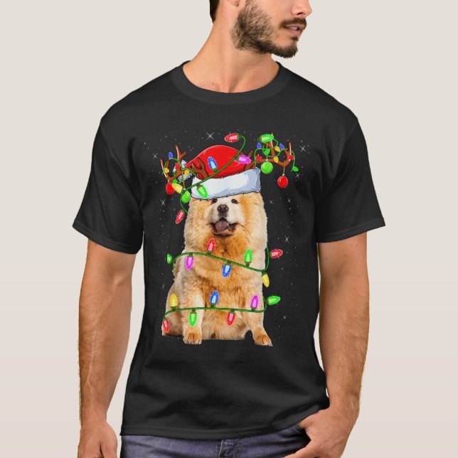 Chow Chow Dog Lover Xmas Lighting Santa Chow Chow  T-Shirt (Front)