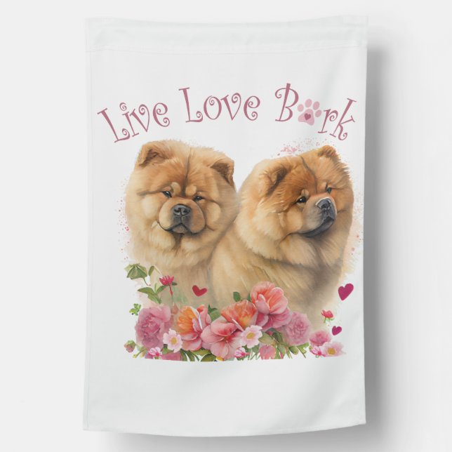 Chow Chow Dog Mom Floral House Flag (Back)