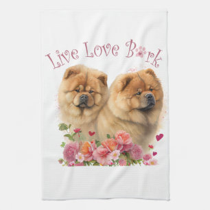 Chow Chow Dog Mom Floral Kitchen Towel
