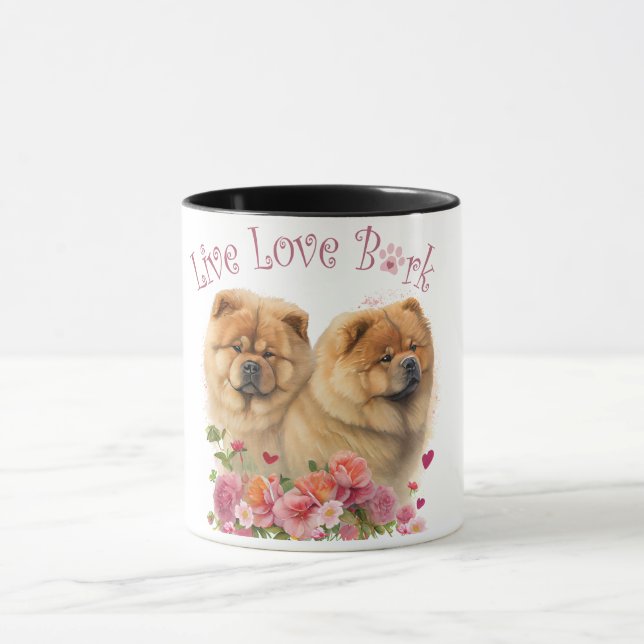Chow Chow Dog Mom Floral Mug (Center)