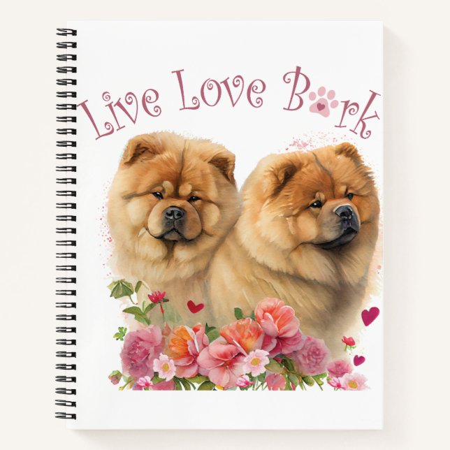 Chow Chow Dog Mom Floral Notebook (Front)