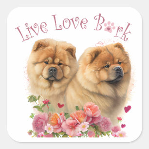 Chow Chow Dog Mom Floral Square Sticker