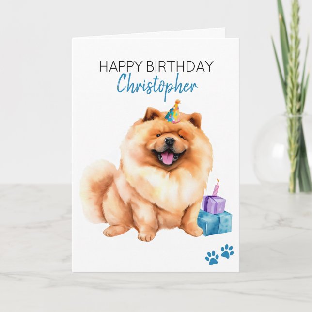 Chow Chow Dog Personalized Happy Birthday Card (Front)