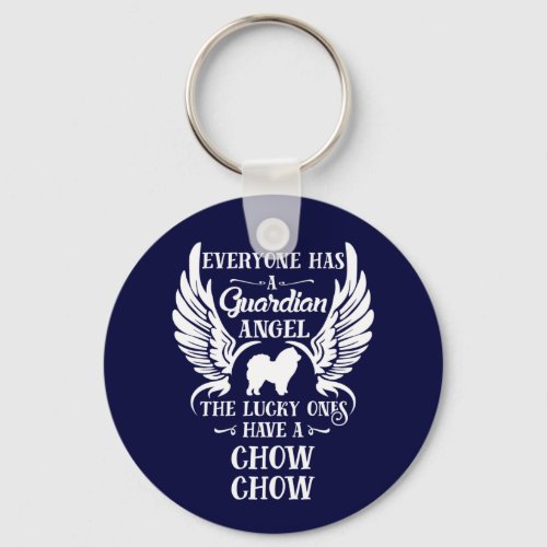Chow chow dog pet guardian angel keychain