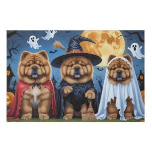 Chow Chow Dog Pumpkin Halloween Funny  Faux Canvas Print