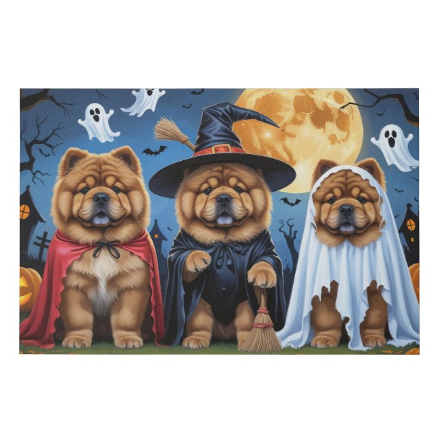 Chow Chow Dog Pumpkin Halloween Funny  Faux Canvas Print (Front)