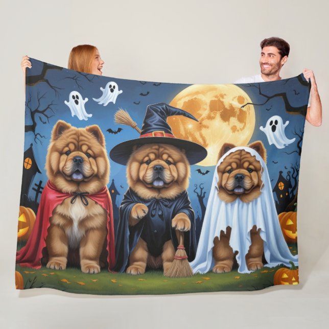Chow Chow Dog Pumpkin Halloween Funny  Fleece Blanket (In Situ)