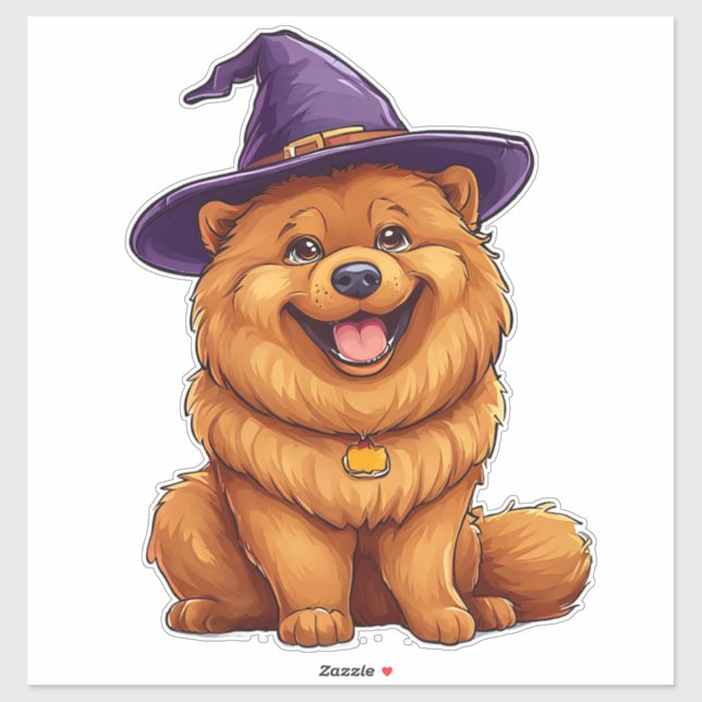 Chow chow Dog Purple Wizard Hat Halloween Sticker (Sheet)
