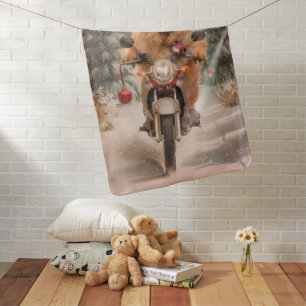 Chow Chow Dog Riding Motorcycle Christmas Baby Blanket
