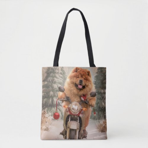 Chow Chow Dog Riding Motorcycle Christmas Tote Bag