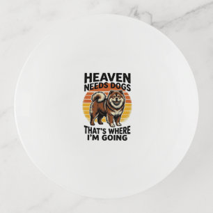Chow Chow Dog Shirt Heaven Tribute Vintage Engravi Trinket Tray