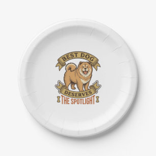 Chow Chow Dog Shirt Vintage Engraving Funny Pet De Paper Plates