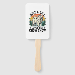 Chow Chow Dog Shirt Vintage Girl Dog Lover Art_1 Hand Fan