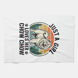 Chow Chow Dog Shirt Vintage Girl Dog Lover Art_1 Kitchen Towel
