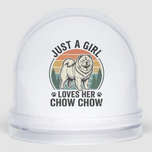 Chow Chow Dog Shirt Vintage Girl Dog Lover Art_1 Snow Globe