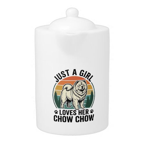 Chow Chow Dog Shirt Vintage Girl Dog Lover Art_1 Teapot