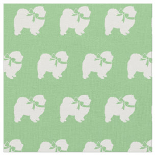 Chow Chow Dog Silhouette Pet Sage Green Fabric