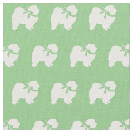 Chow Chow Dog Silhouette Pet Sage Green Fabric