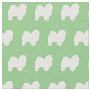 Chow Chow Dog Silhouette Pet Sage Green Fabric