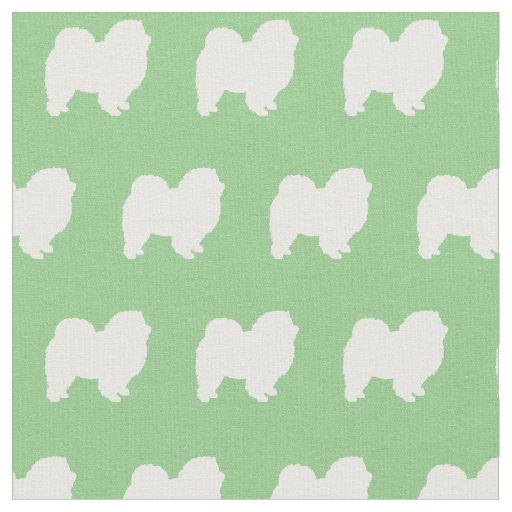 Chow Chow Dog Silhouette Pet Sage Green Fabric