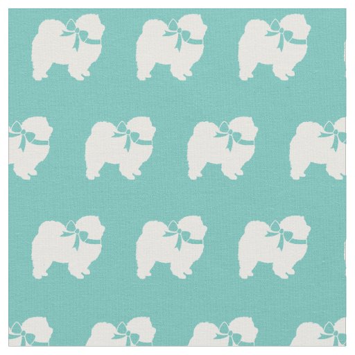 Chow Chow Dog Silhouette Pet Teal Fabric