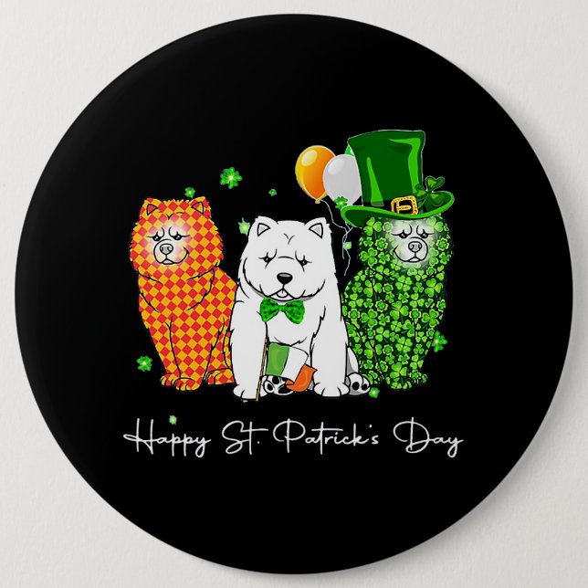 Chow Chow Dog St. Patricks Day Cute Shamrock 226 Button (Front)
