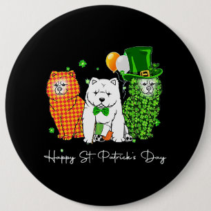 Chow Chow Dog St. Patricks Day Cute Shamrock 226 Button