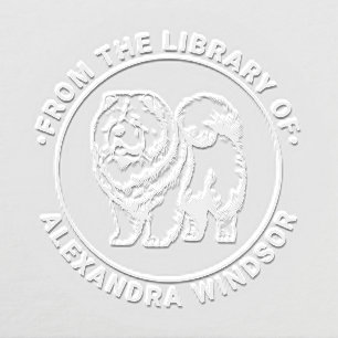 Chow Chow Dog Standing Library Book Name Embosser