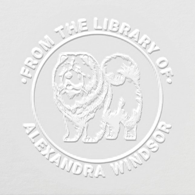 Chow Chow Dog Standing Library Book Name Embosser (Design)
