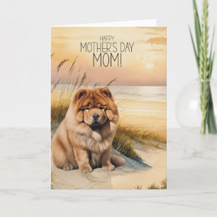 Chow Chow Dog Sunset Beach Mother's Day Holiday Card