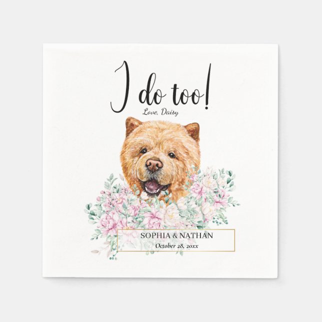Chow Chow Dog Wedding Cocktail Napkins (Front)