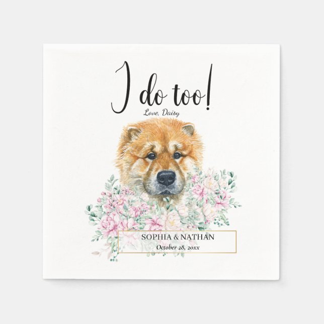 Chow Chow Dog Wedding Cocktail Napkins (Front)