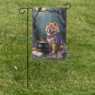 Chow Chow Dog Whimsical Halloween Painting Garden Flag