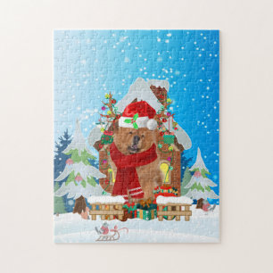Chow Chow dog with Christmas gifts Jigsaw Puzzle