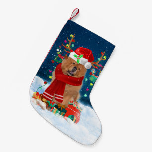 Chow Chow dog with Christmas gifts Small Christmas Stocking