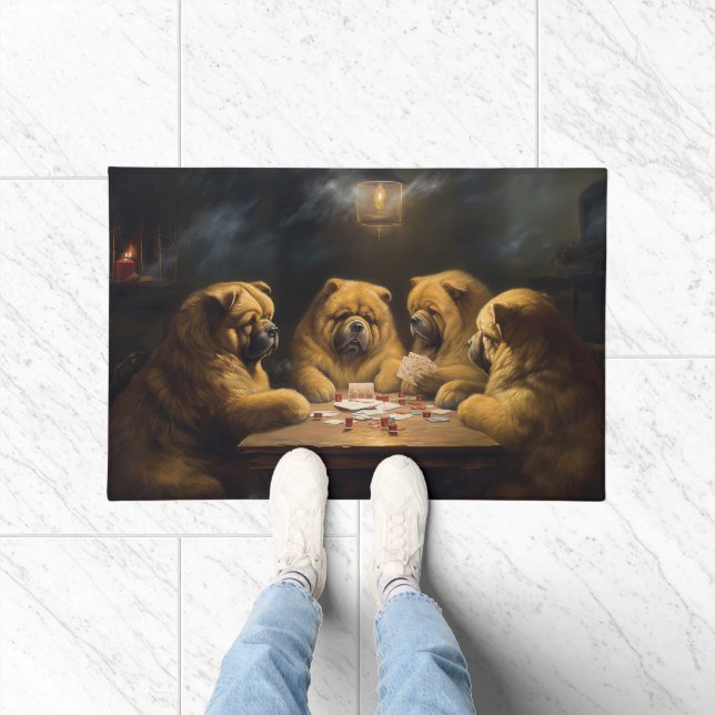 Chow Chow Dogs Playing Poker Art Doormat (Indoor)